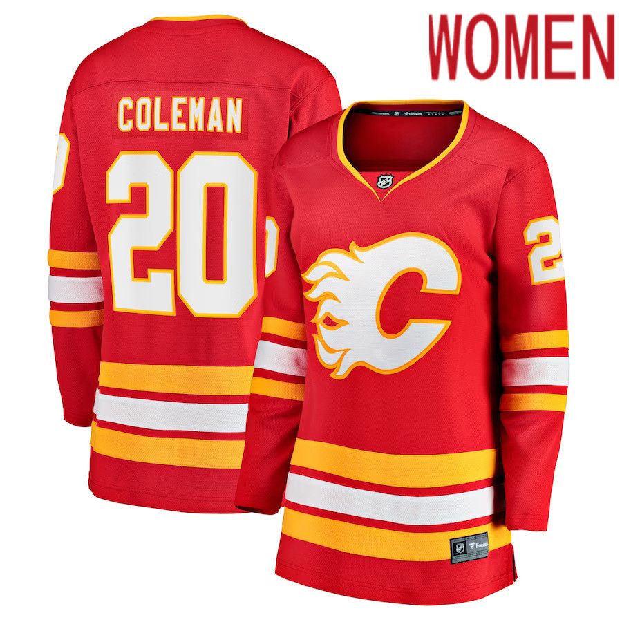 Women Calgary Flames 20 Blake Coleman Fanatics Branded Red Home Breakaway Player NHL Jersey